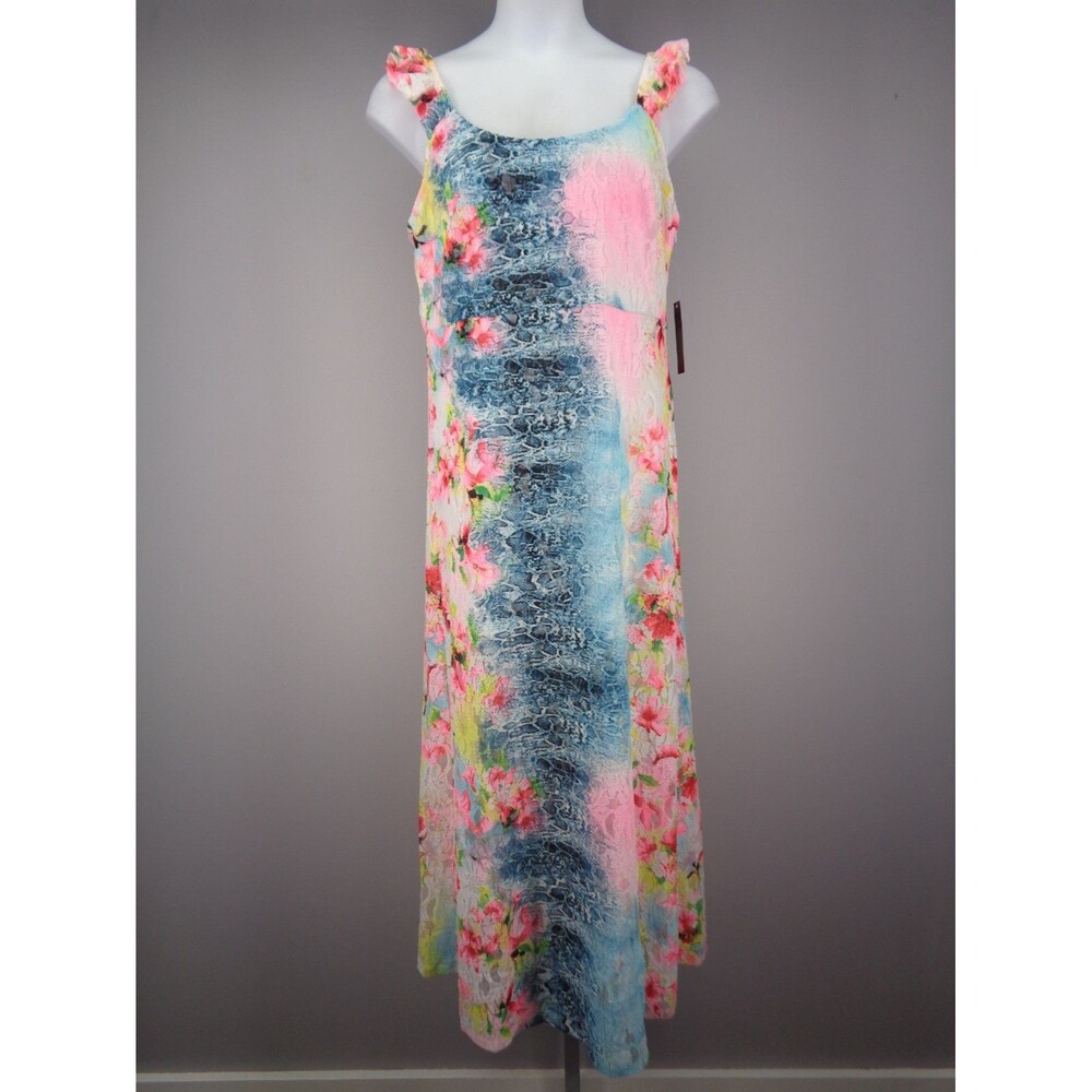 Venus Floral Lace Dress Plus Size 1X Ruffle Flutter Straps Slit Long New